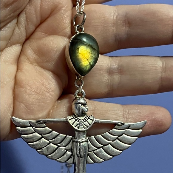 COPY - Egyptian goddess isis necklace, gothic winged goddess jewelry gift - Picture 1 of 7